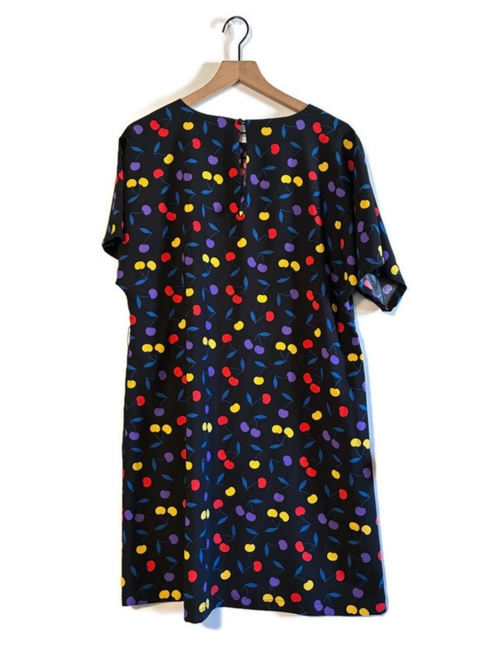 Modcloth Navy Blue Cherry-Print Short Sleeve Sheath Dress Women’s size Large - Picture 3 of 6